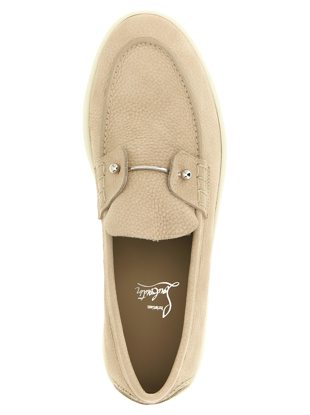 Christian Louboutin Beige Calfskin Slip-On Loafers