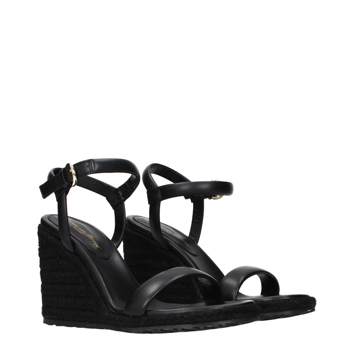 Gianvito Rossi Black Leather Wedge Sandals