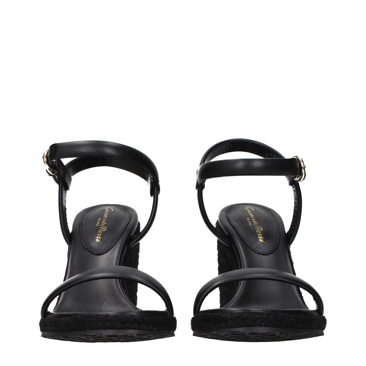 Gianvito Rossi Black Leather Wedge Sandals