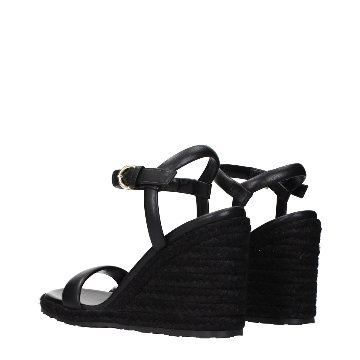 Gianvito Rossi Black Leather Wedge Sandals