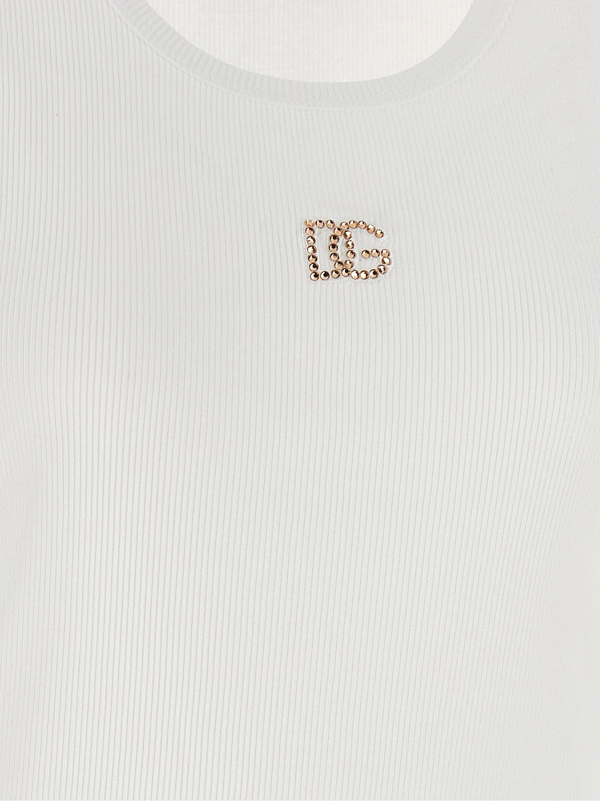 Dolce & Gabbana White Cotton Sleeveles T-Shirt
