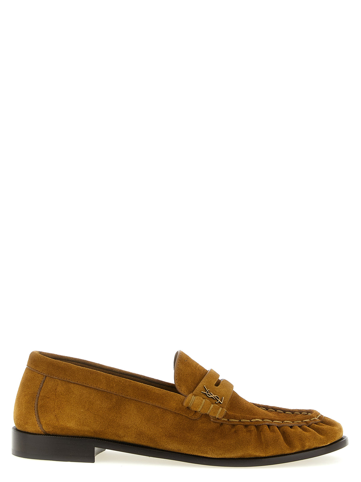 Saint Laurent Brown Calfskin Slip-On Loafers