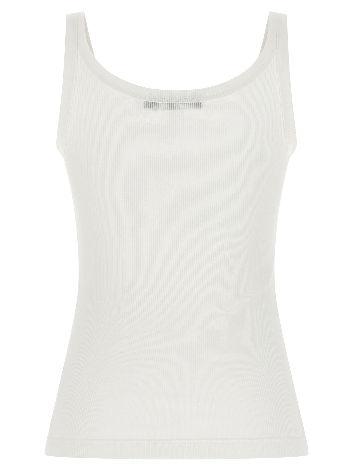 Dolce & Gabbana White Cotton Sleeveles T-Shirt