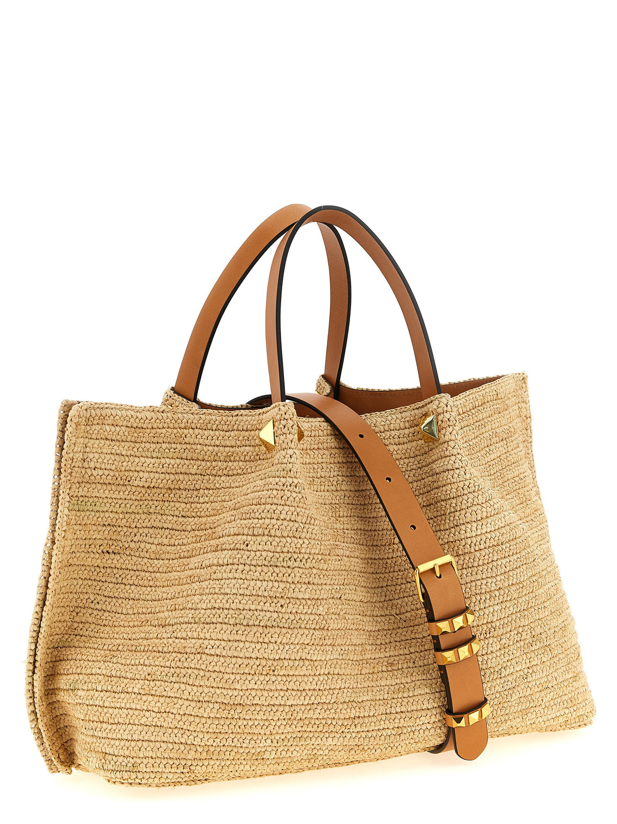 Valentino Garavani Beige Straw Tote Bag