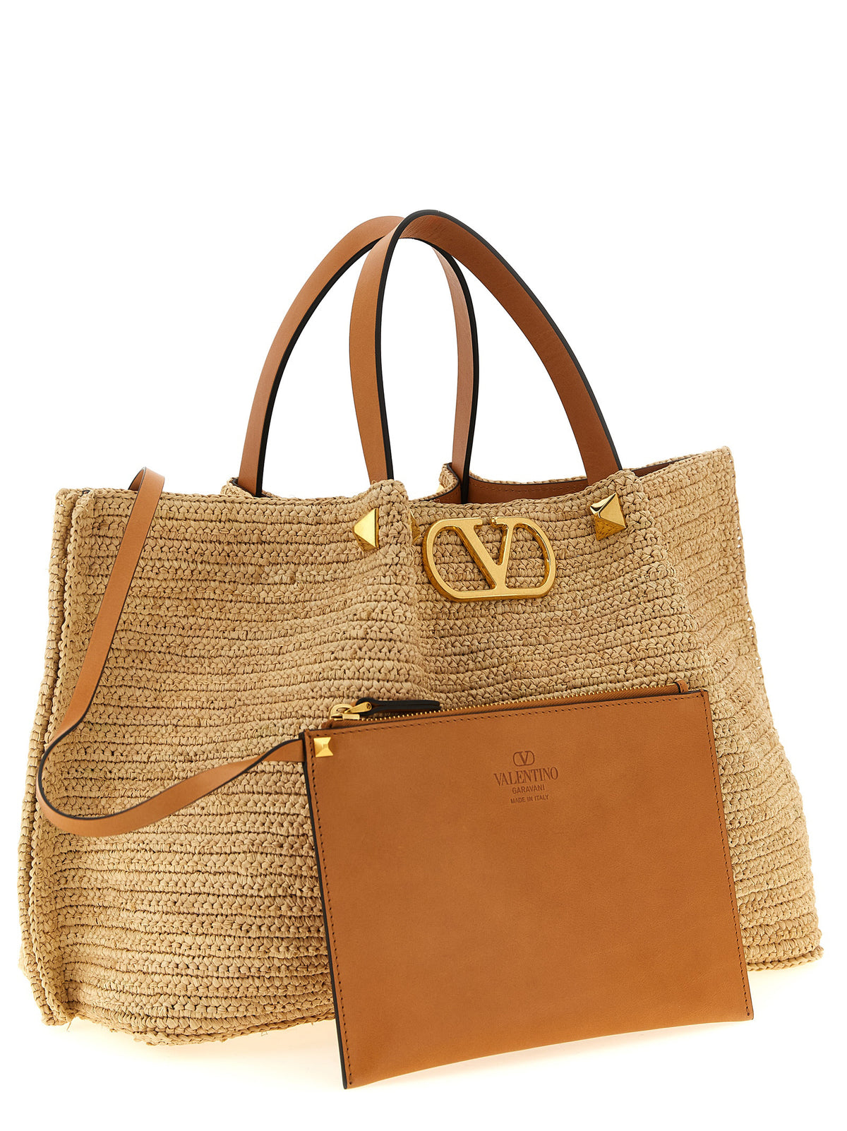 Valentino Garavani Beige Straw Tote Bag