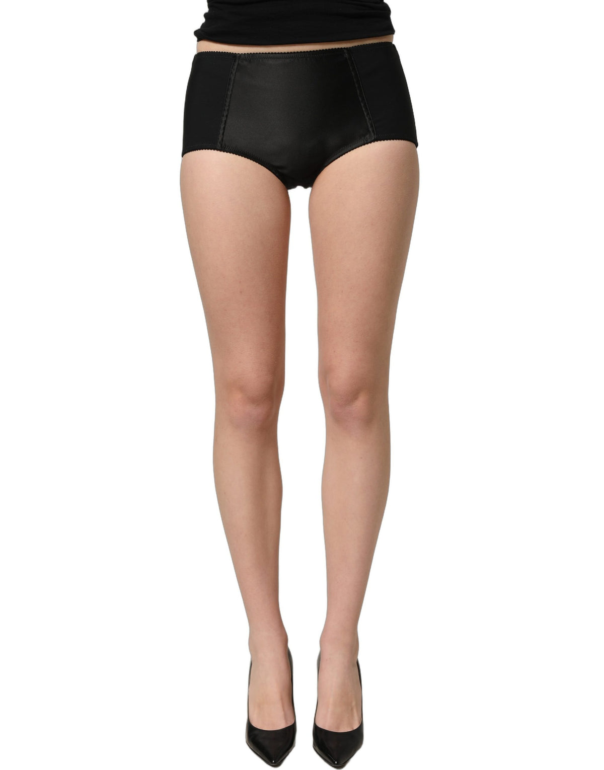 Dolce & Gabbana Black Low Waist Satin Culotte Hotpants Shorts