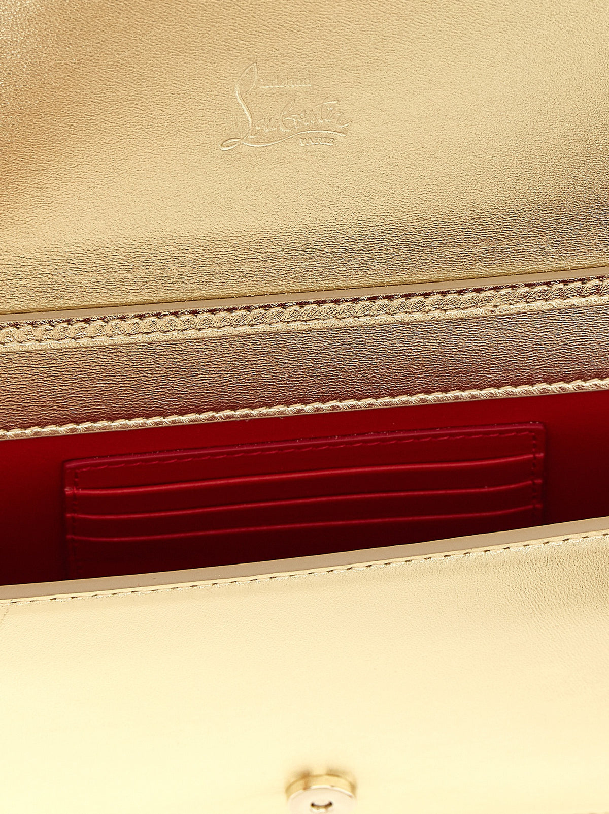 Christian Louboutin Gold Lambskin Clutch Bag