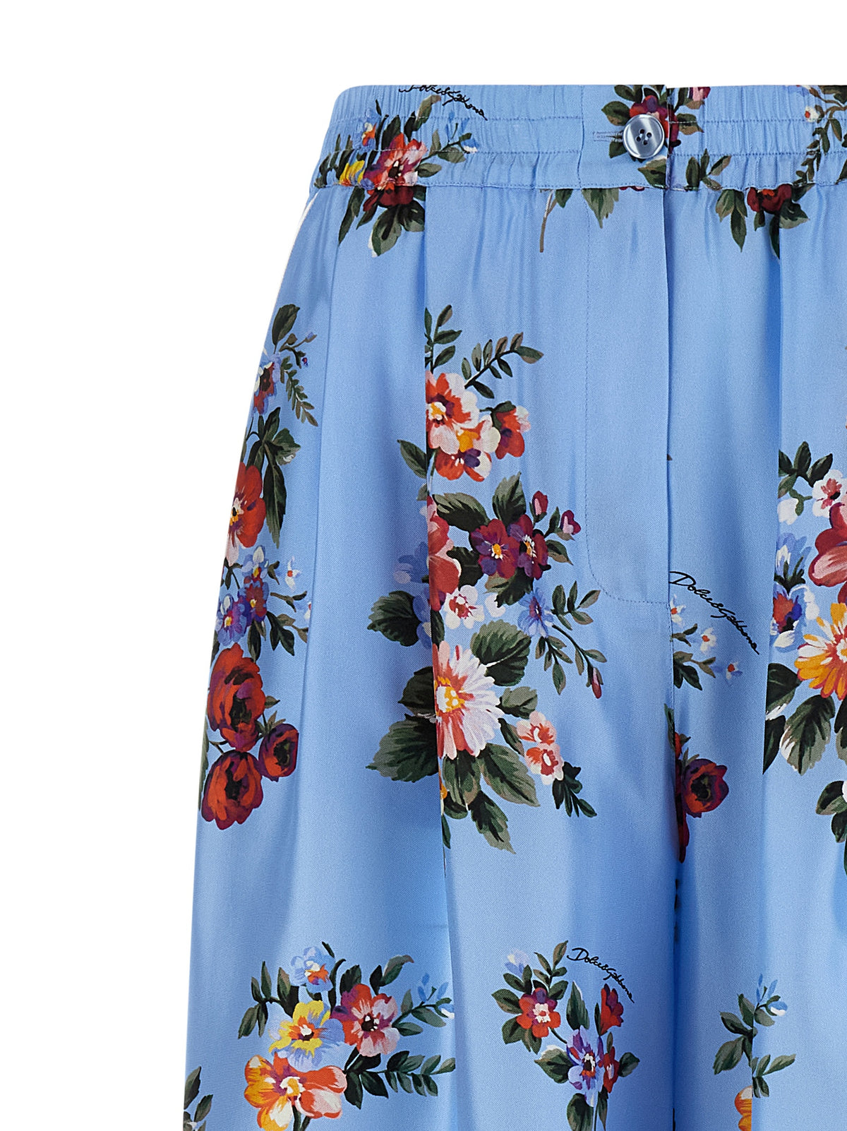 Dolce & Gabbana Blue Silk Casual Pants