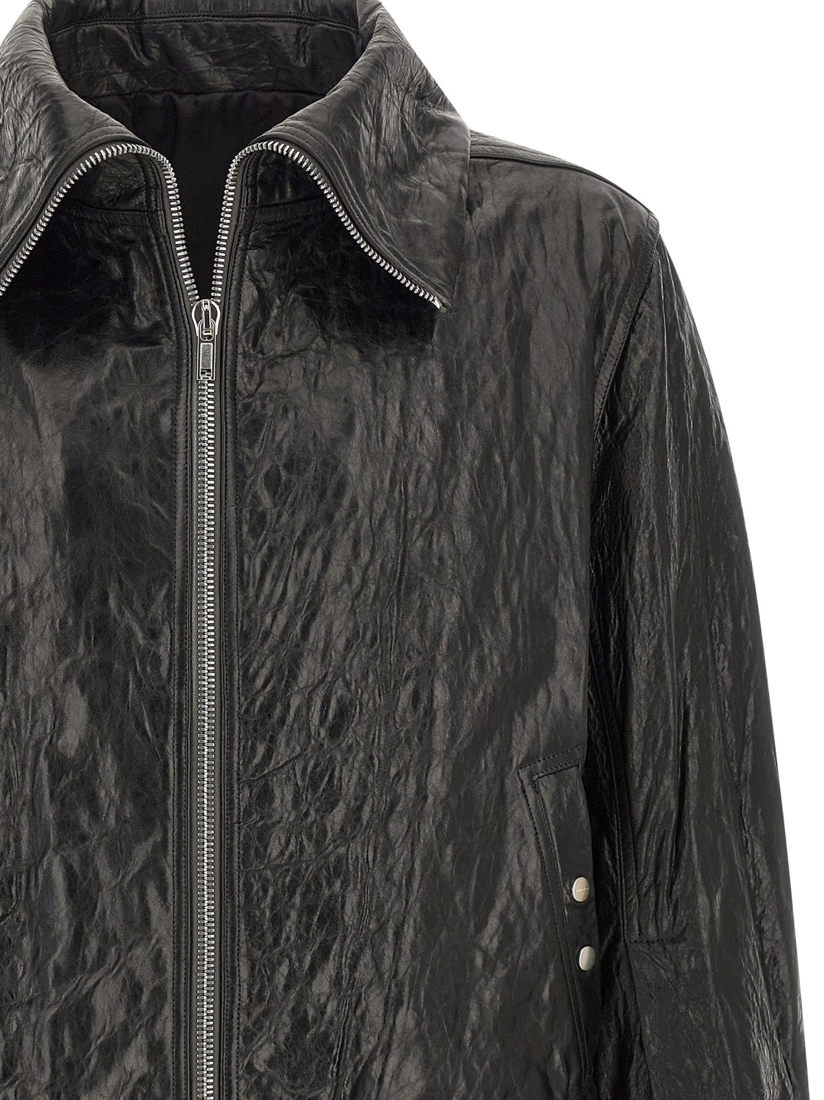 Rick Owens Black Lamb Leather Leather Jacket