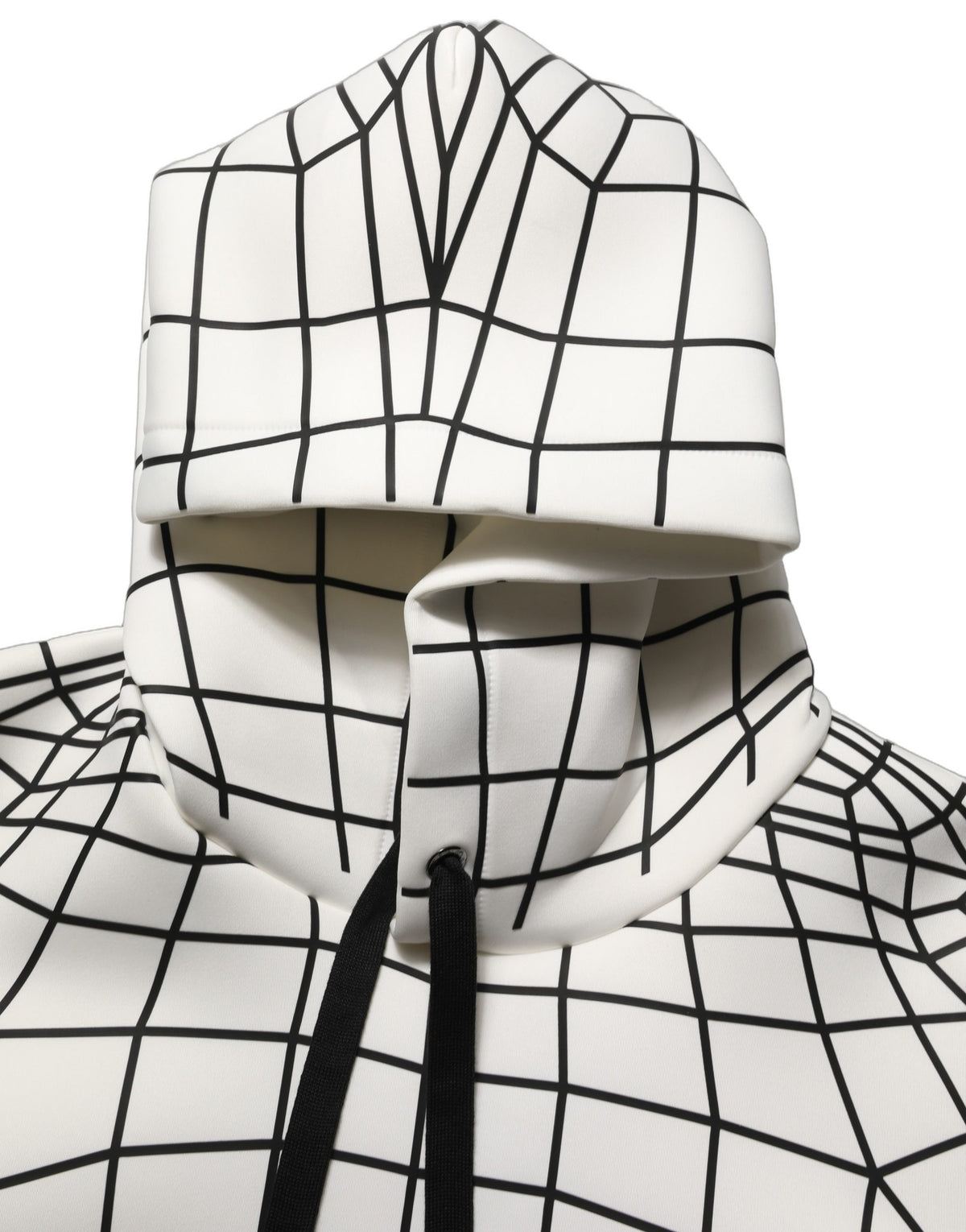 Dolce & Gabbana White Black WarpGrid Pattern Hoodie Sweater