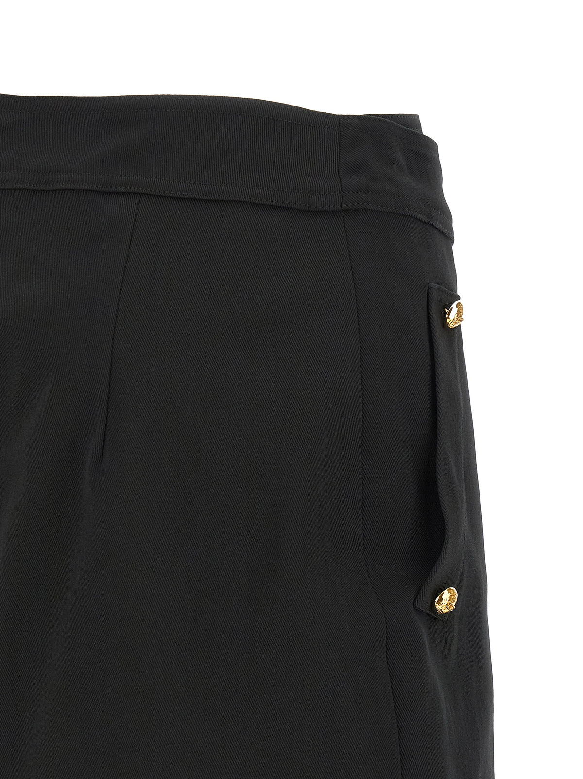 Elisabetta Franchi Black Cotton Long Skirt
