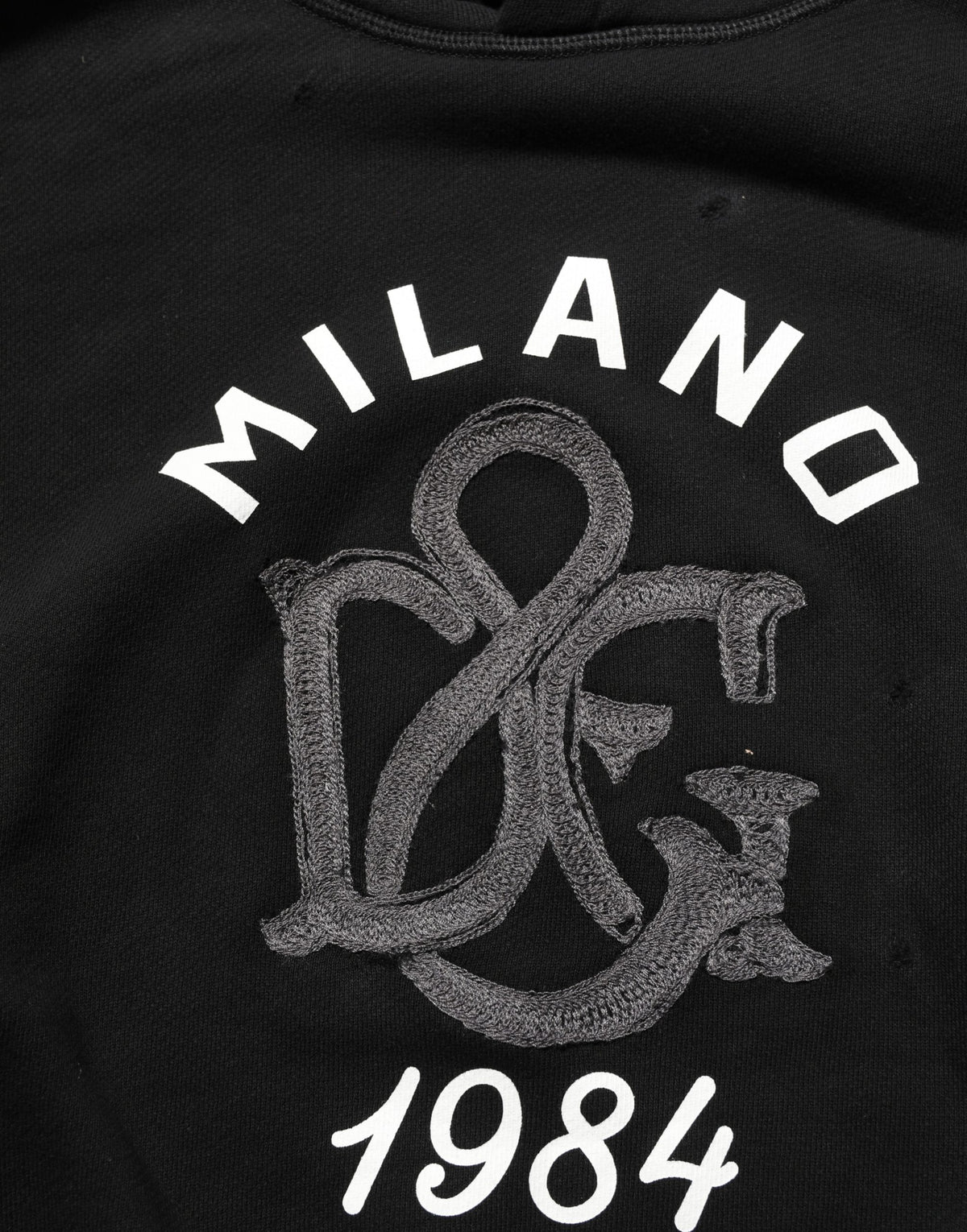 Dolce & Gabbana Black Cotton Milano1984 Print Hoodie Sweater
