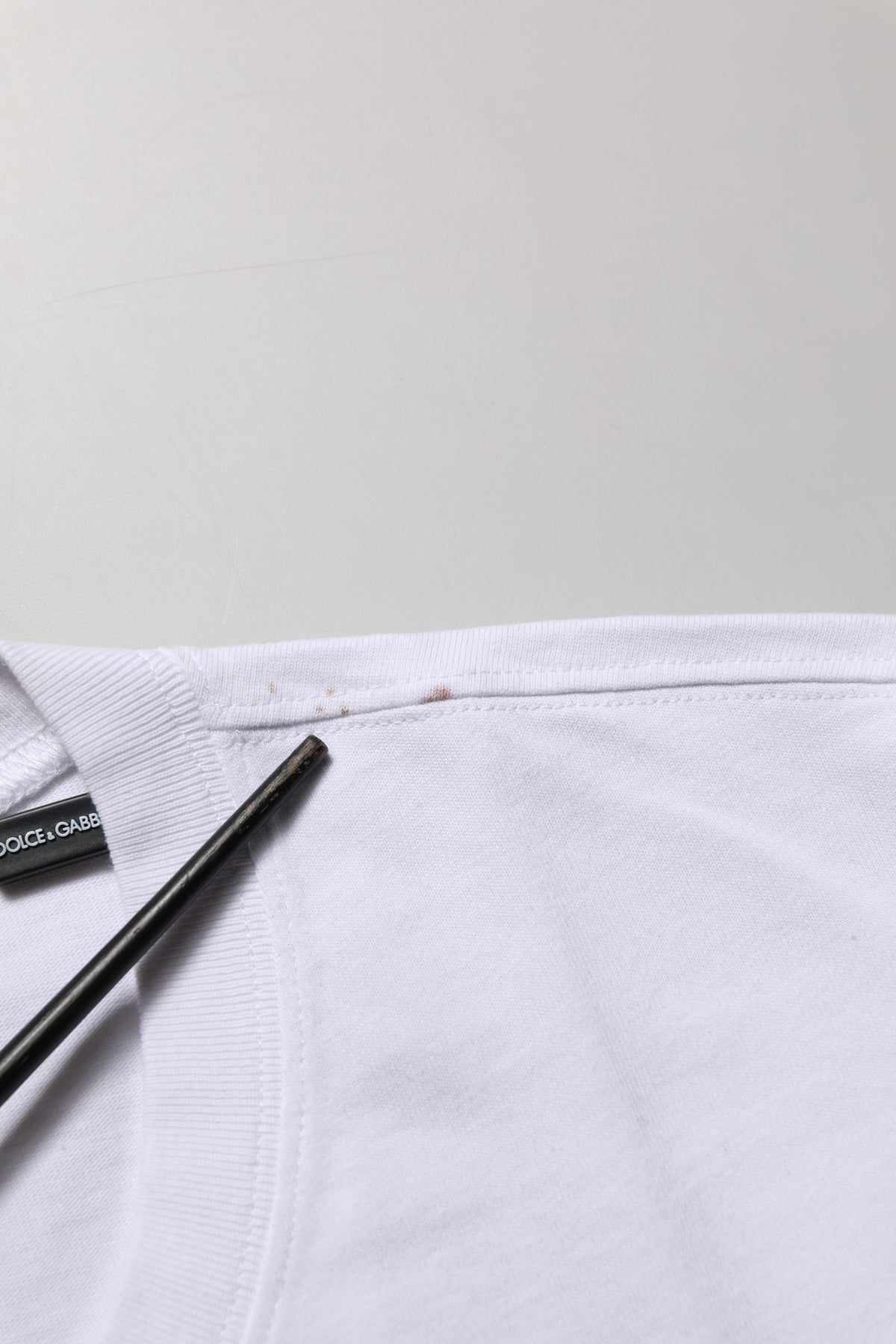 Dolce & Gabbana White Blue Stripe Cotton Short Sleeve T-shirt