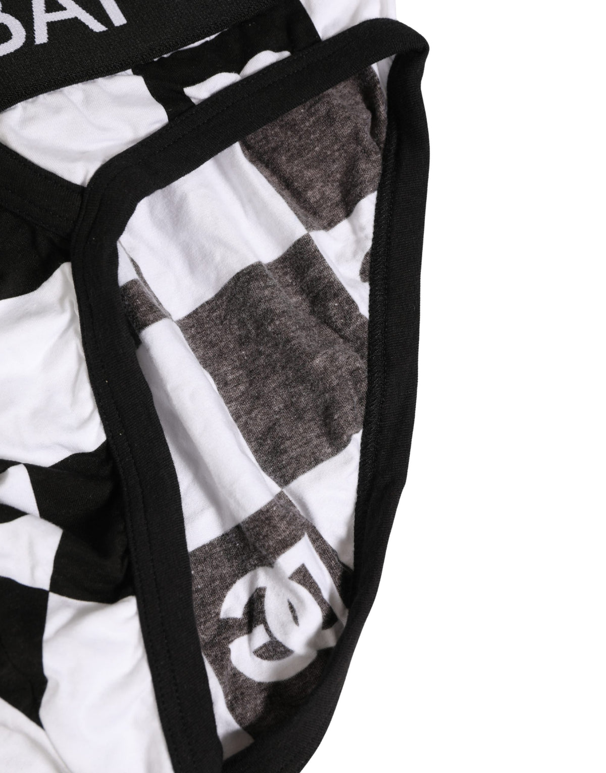 Dolce & Gabbana Black White Logo Checkered Midi Brief Underwear
