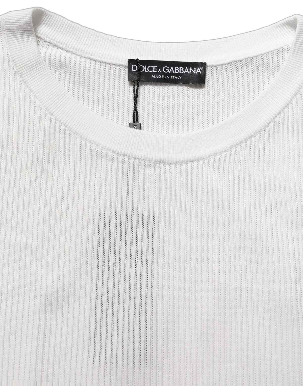 Dolce & Gabbana White Silk Crew Neck Sleeveless tank T-shirt
