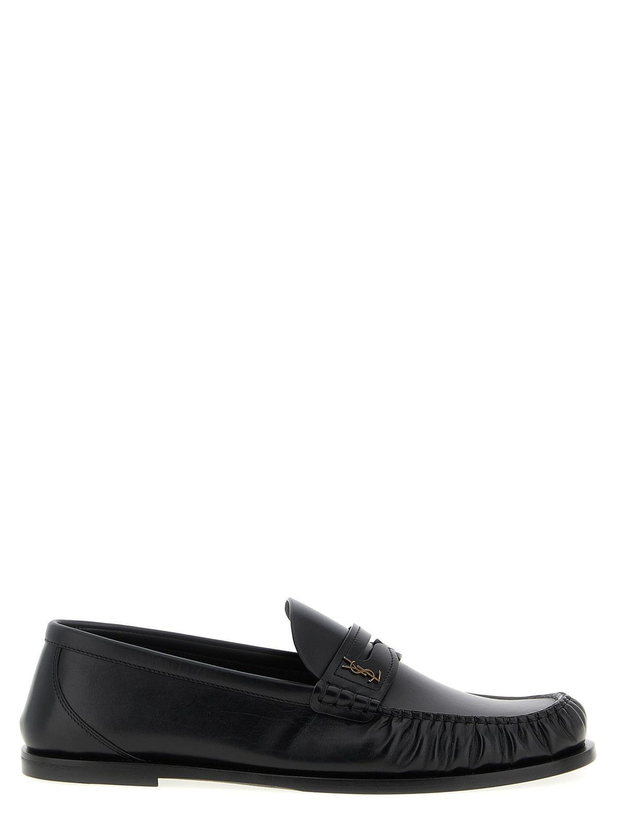Saint Laurent Black Calfskin Slip-On Loafers