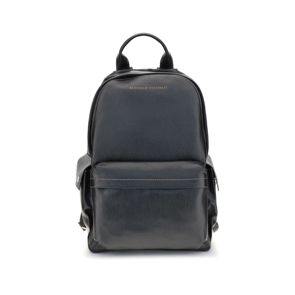 Brunello Cucinelli Black Calf Leather Bos Taurus Handbag