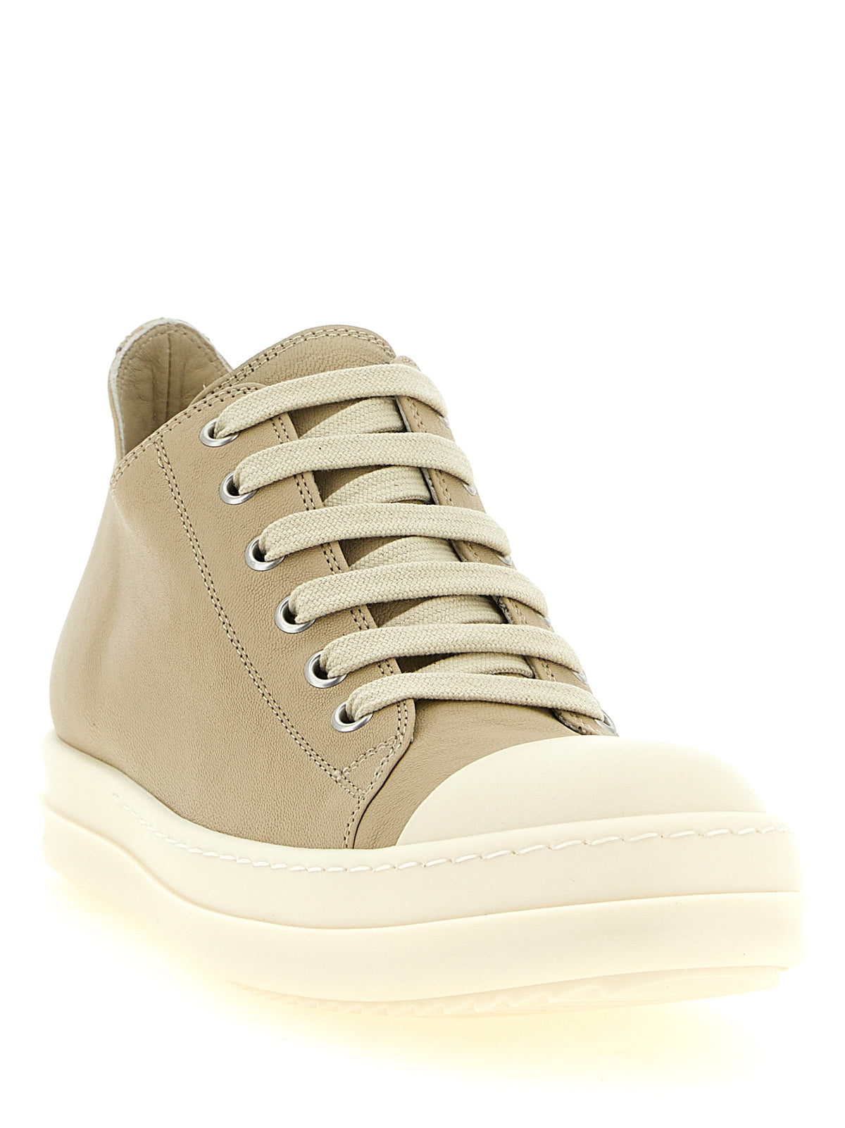 Rick Owens Beige Ramie Low Top Sneakers