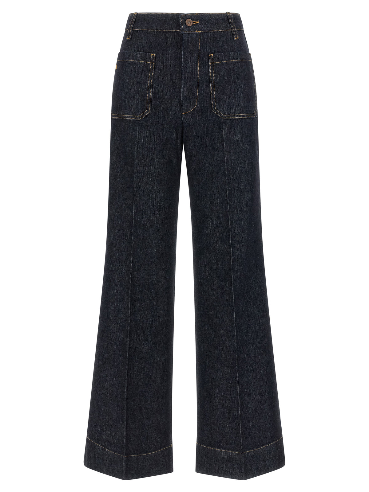 Victoria Beckham Blue Cotton Flared Jeans