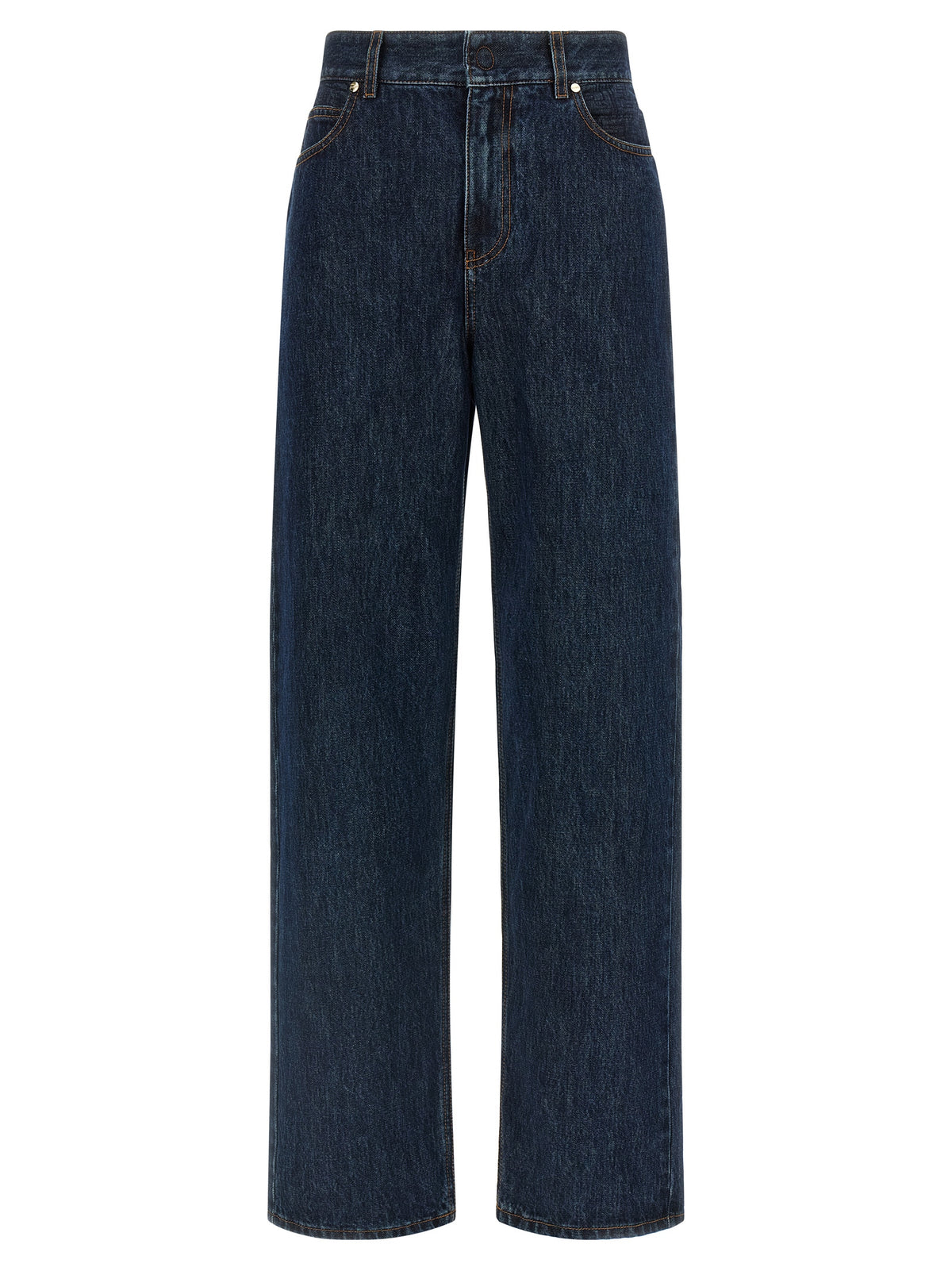 Fendi Blue Cotton Straight-Leg Jeans