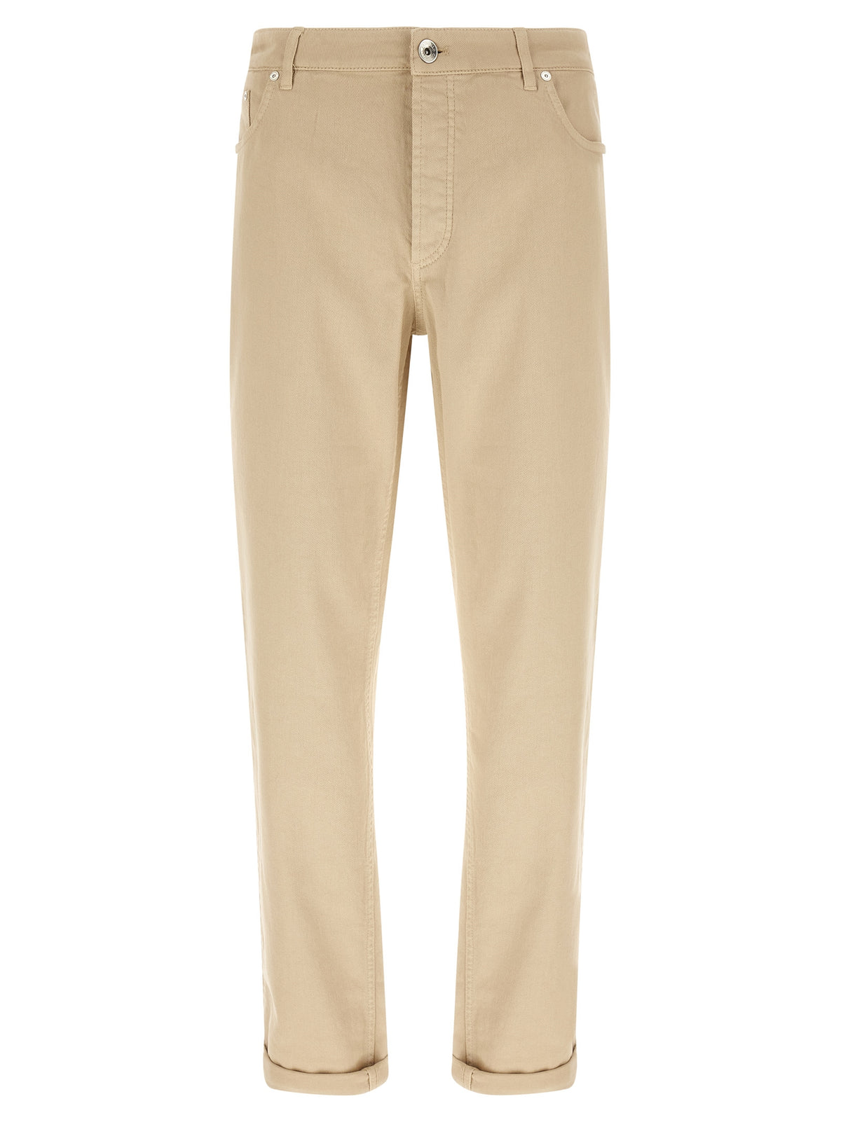 Brunello Cucinelli Beige Cotton Tapered Jeans