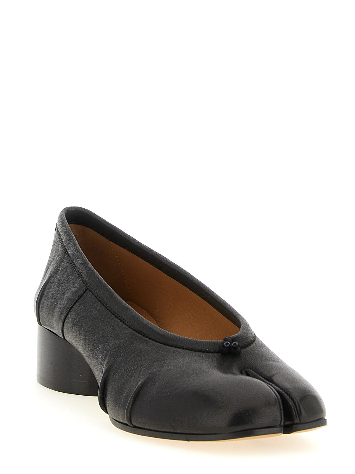 Maison Margiela Black Lamb Leather Mid Heel Pumps