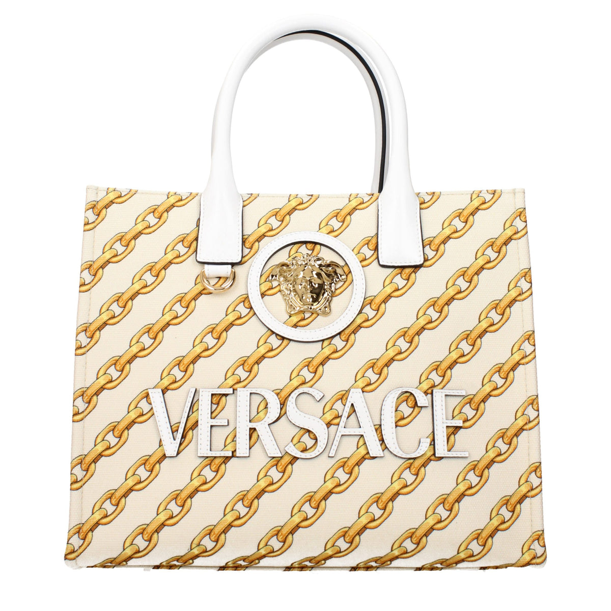 Versace Beige Fabric Handbag