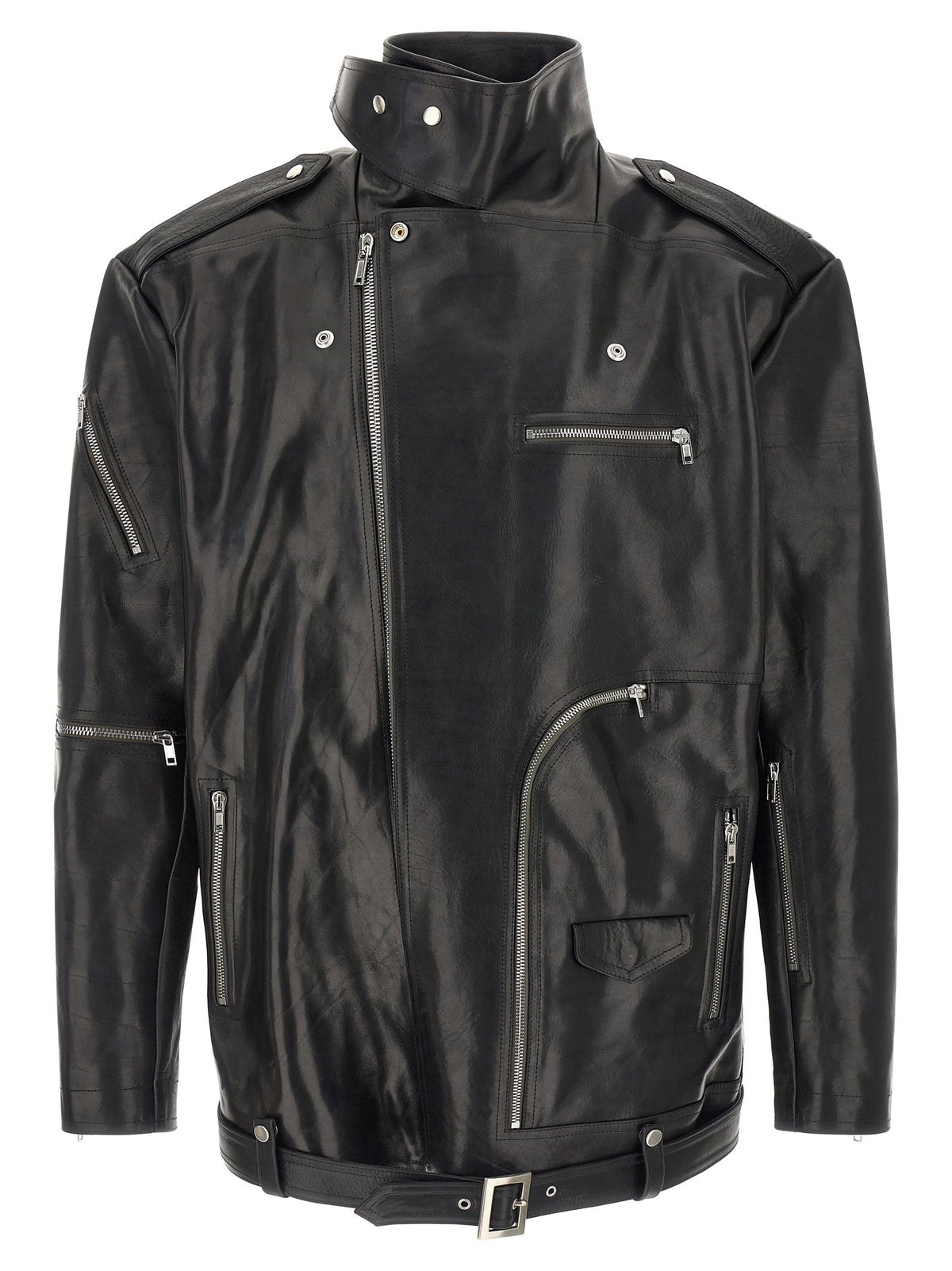 Rick Owens Black Bull Skin Leather Jacket