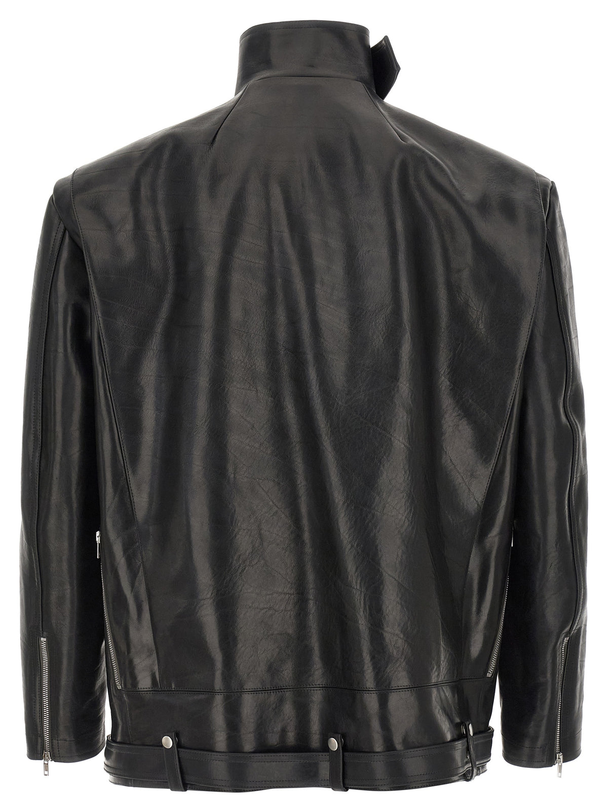 Rick Owens Black Bull Skin Leather Jacket