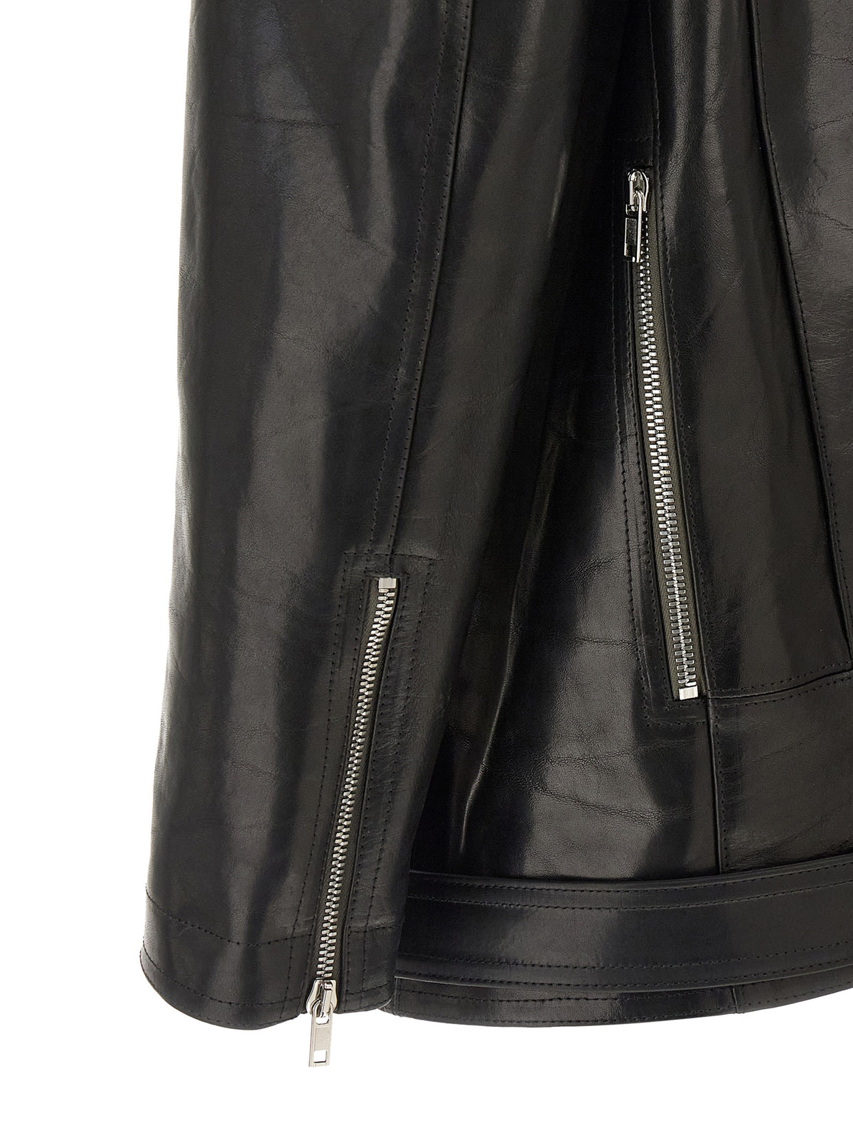 Rick Owens Black Bull Skin Leather Jacket