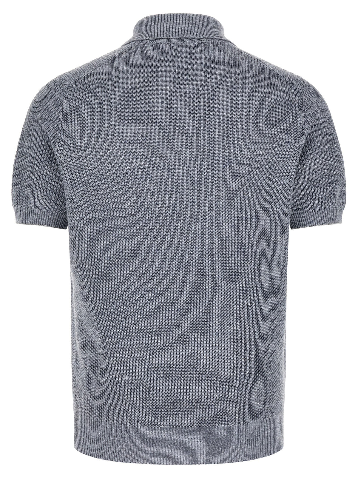 Brunello Cucinelli Blue Linen Polo Shirt