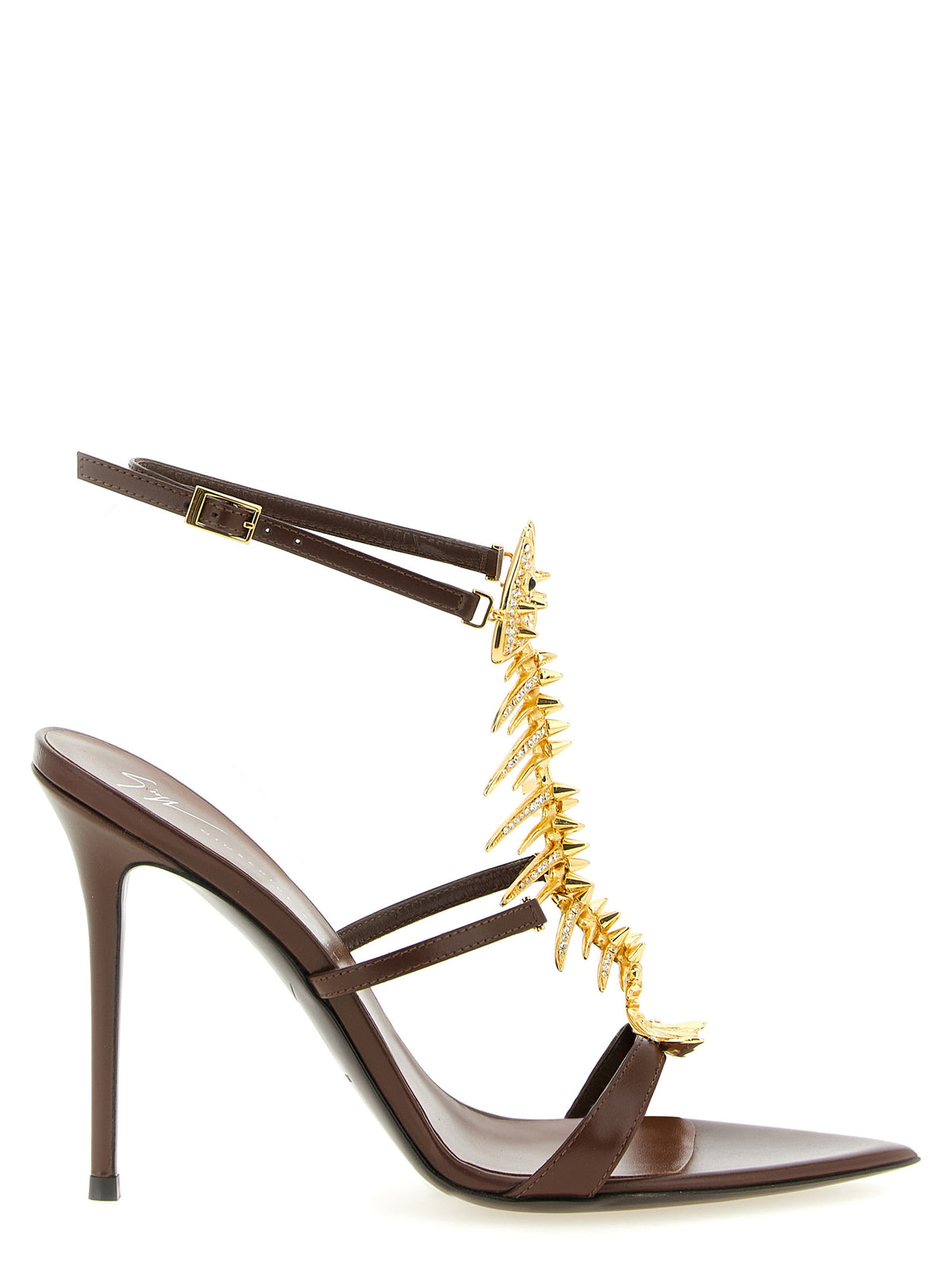 Giuseppe Zanotti Brown Lamb Leather Stiletto Heel Sandals
