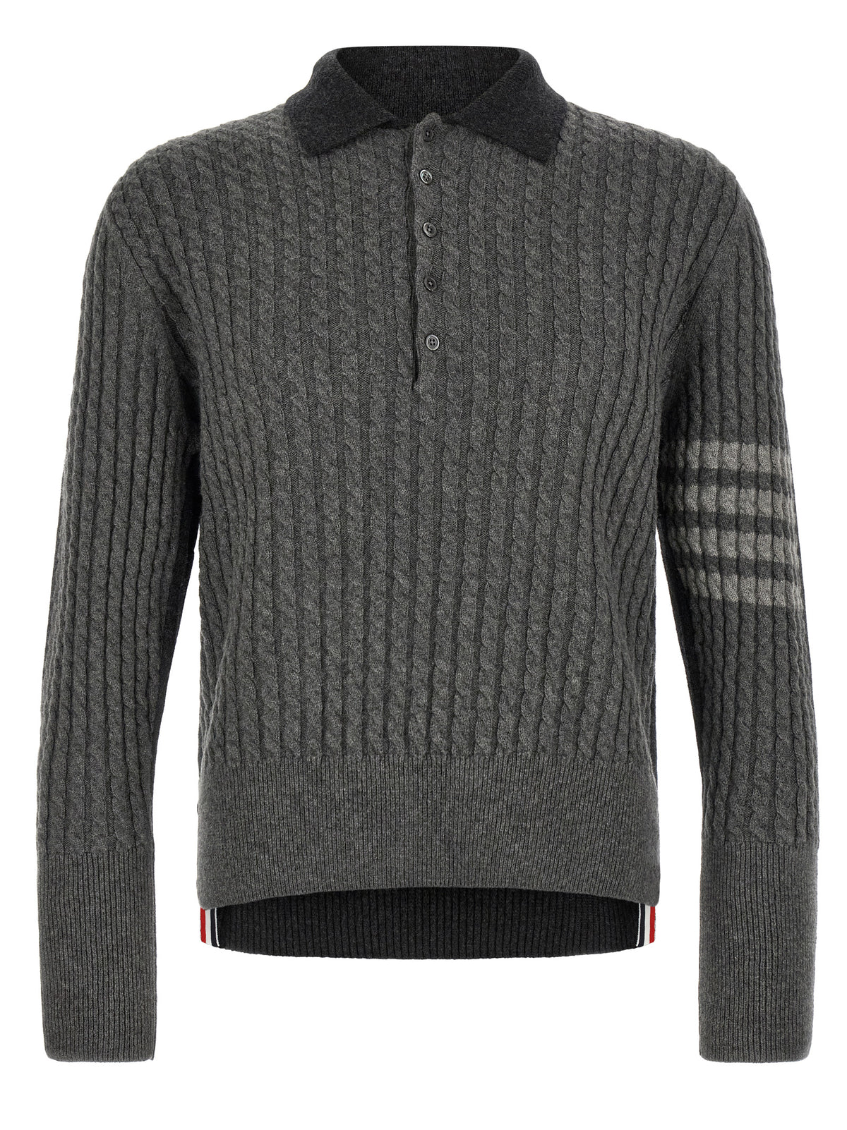 Thom Browne Gray Virgin Wool Polo Shirt