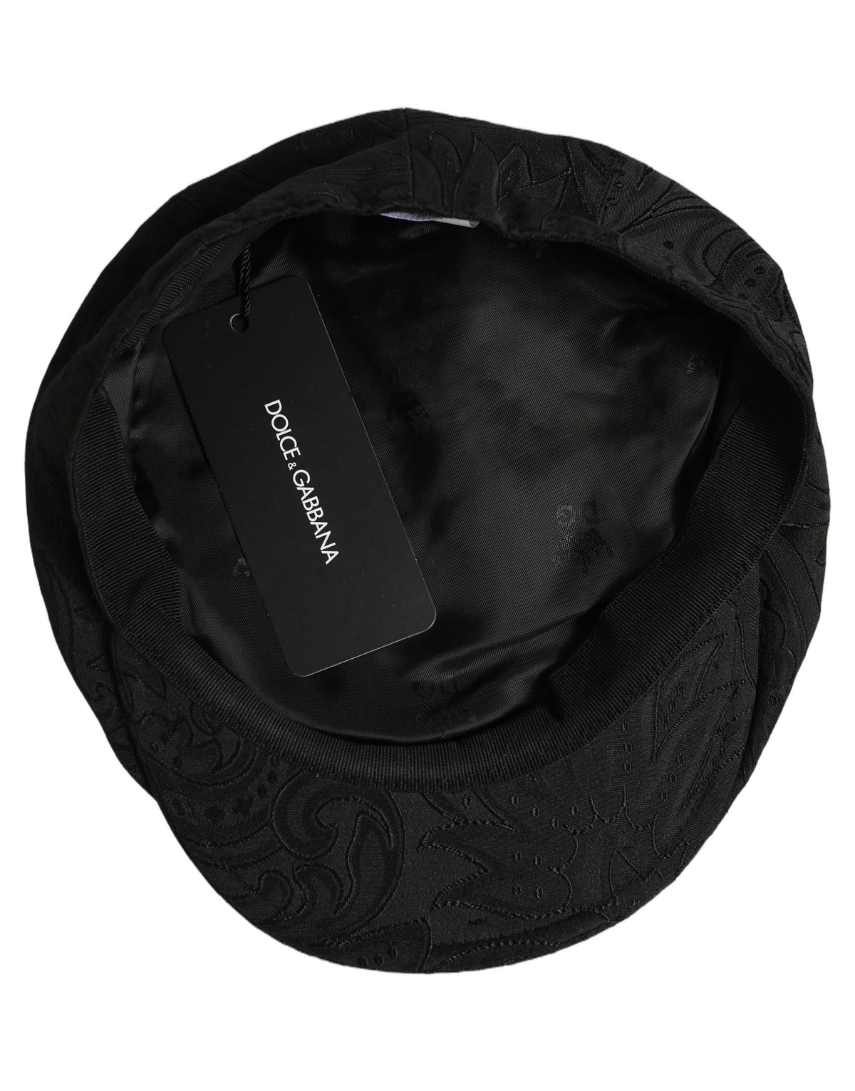 Dolce & Gabbana Men Black Floral Jacquard Newsboy Capello Hat