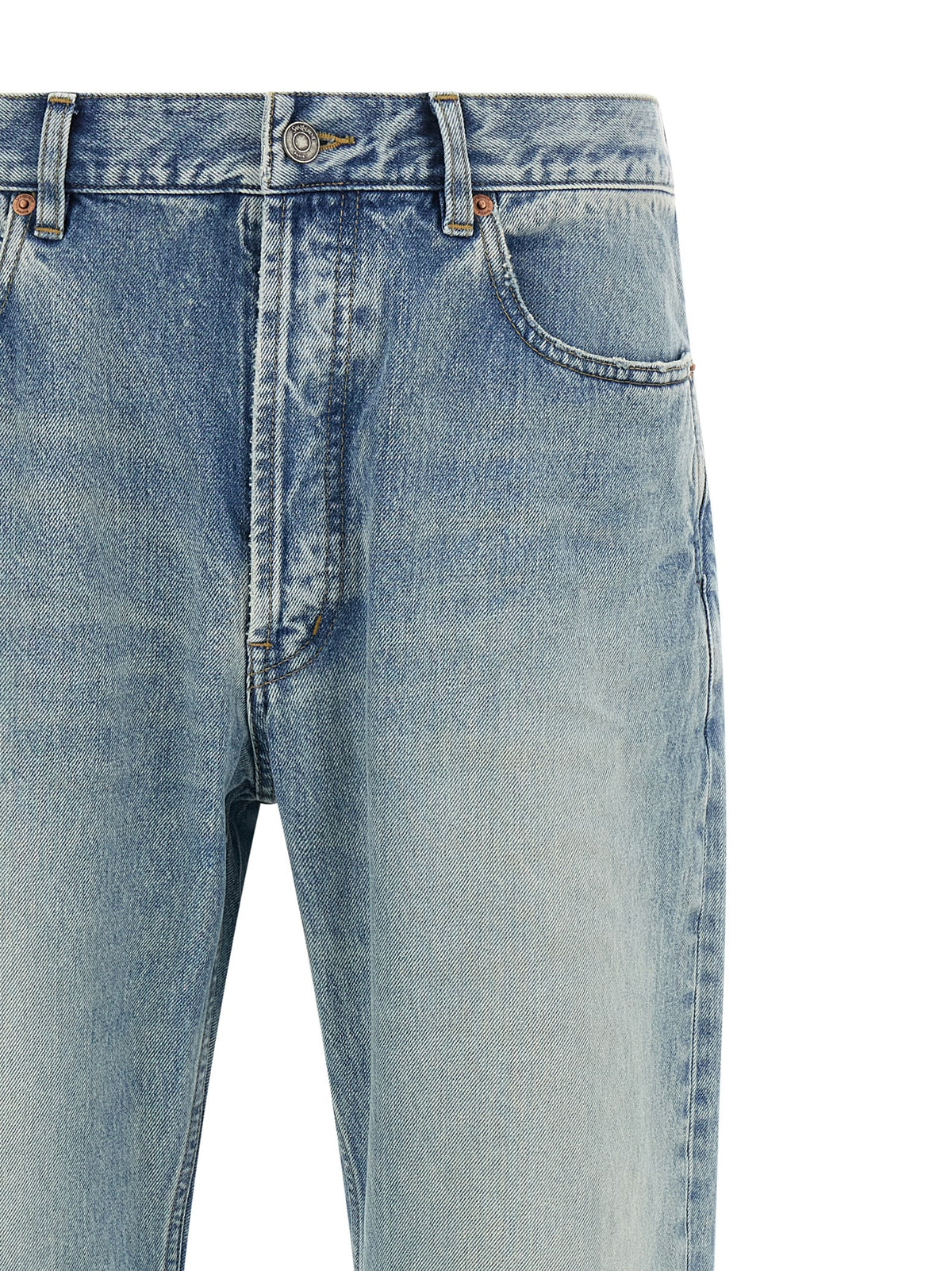 Saint Laurent Blue Cotton Straight-Leg Jeans