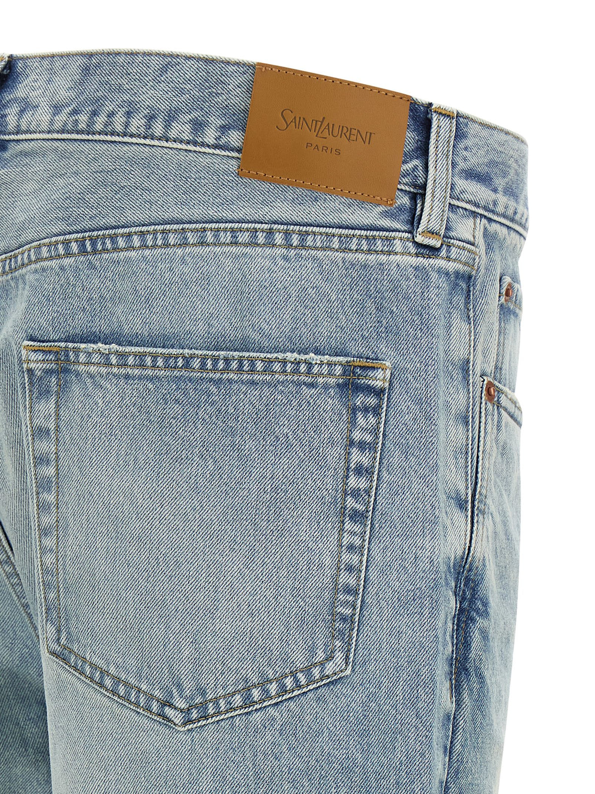 Saint Laurent Blue Cotton Straight-Leg Jeans