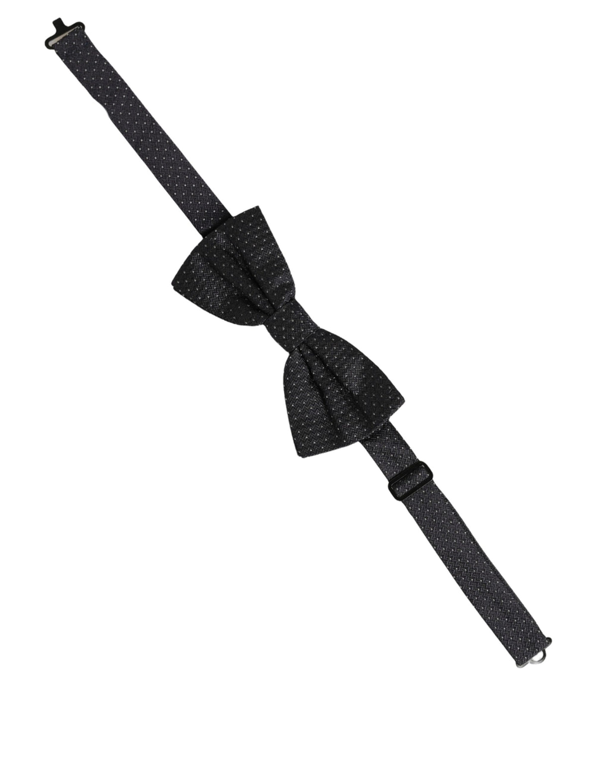 Dolce & Gabbana Black White Polka Dot Adjustable Neck Papillon Bow Tie