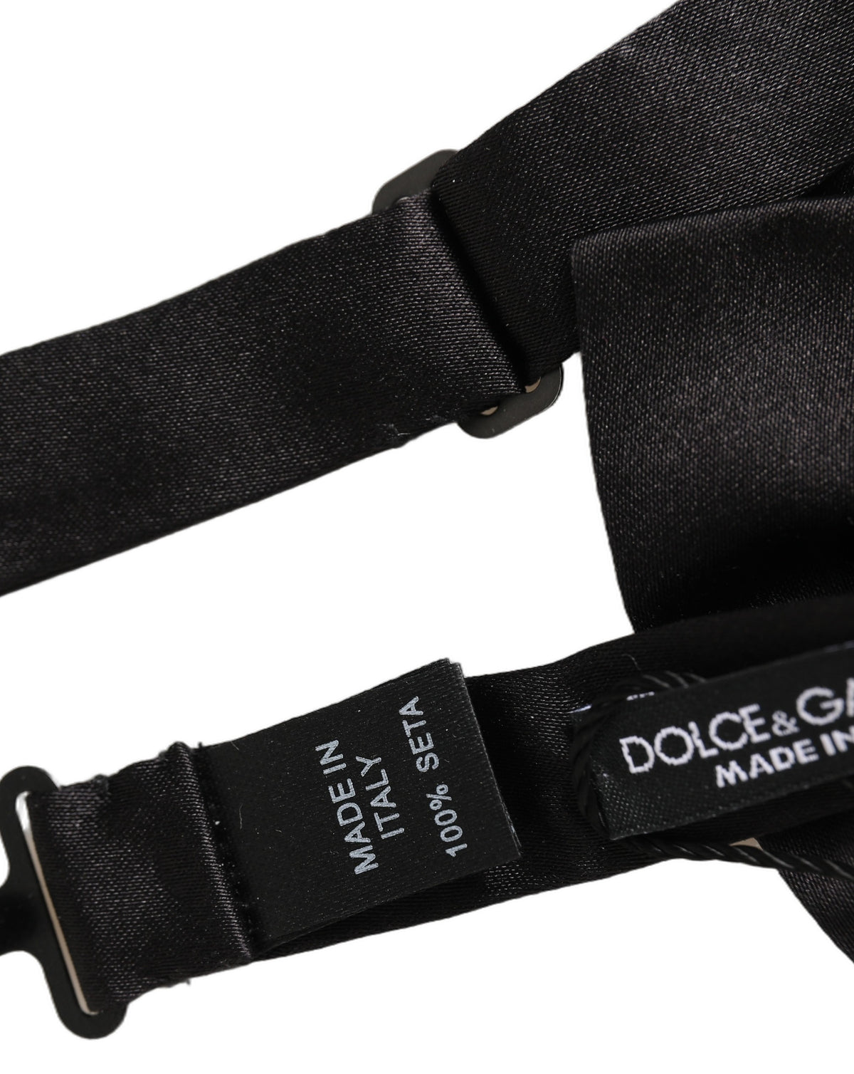 Dolce & Gabbana Men Black 100% Silk Adjustable Neck Papillon Bow Tie