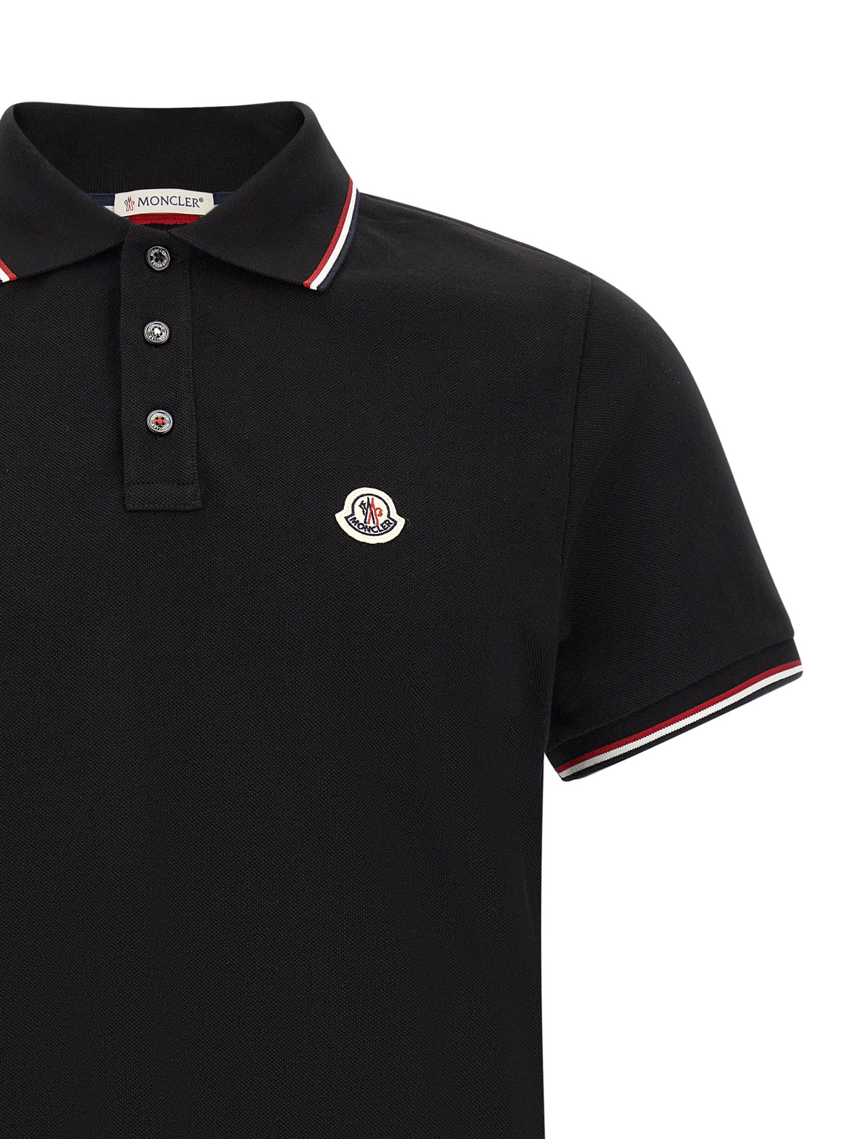 Moncler Black Cotton Polo Shirt