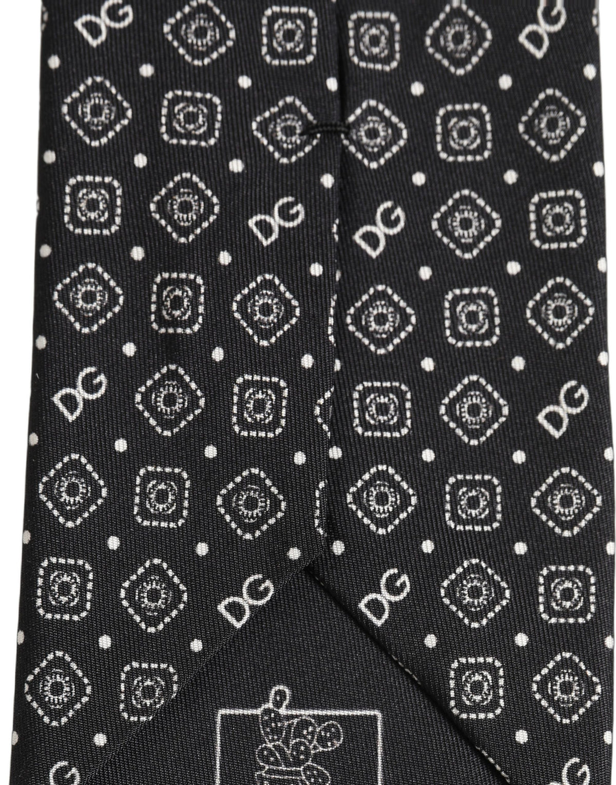 Dolce & Gabbana Men Black DG Logo 100% Silk Adjustable Tied Necktie Tie