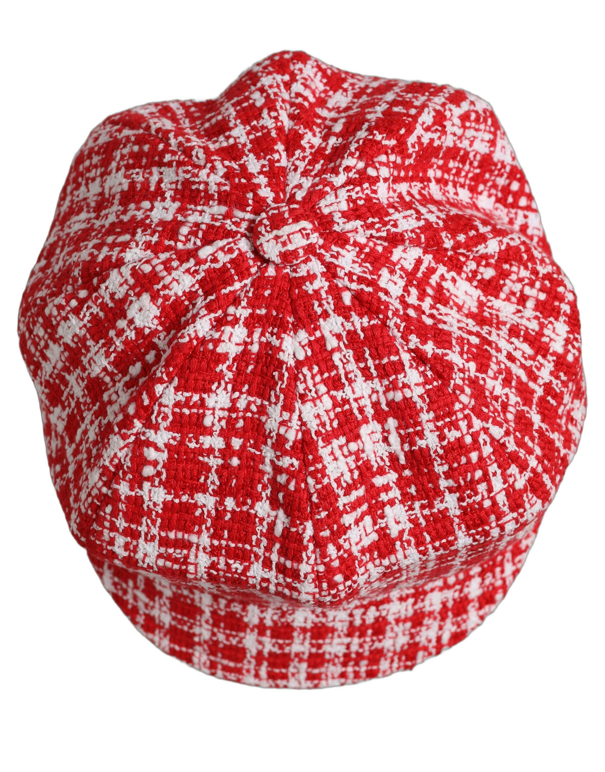 Dolce & Gabbana Red White Tweed Textured Baker Boy Capello Hat