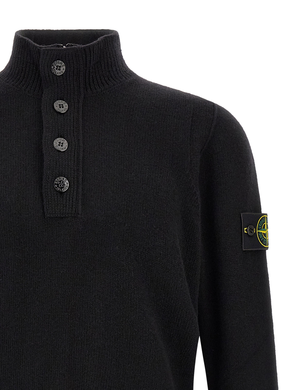 Stone Island Black Virgin Wool Cardigan