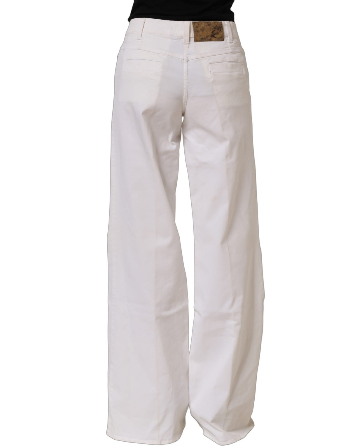 Just Cavalli White High Waist Wide Leg Denim Trouser Jeans