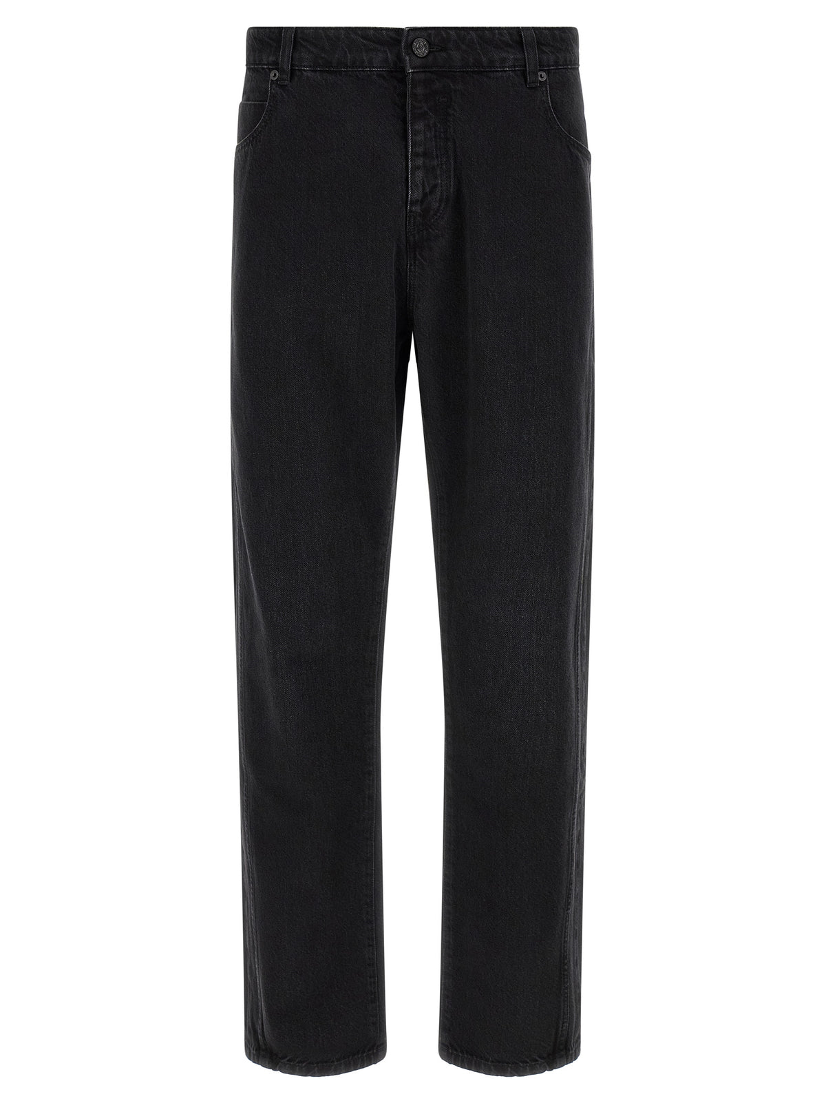 Balmain Black Cotton Straight-Leg Jeans