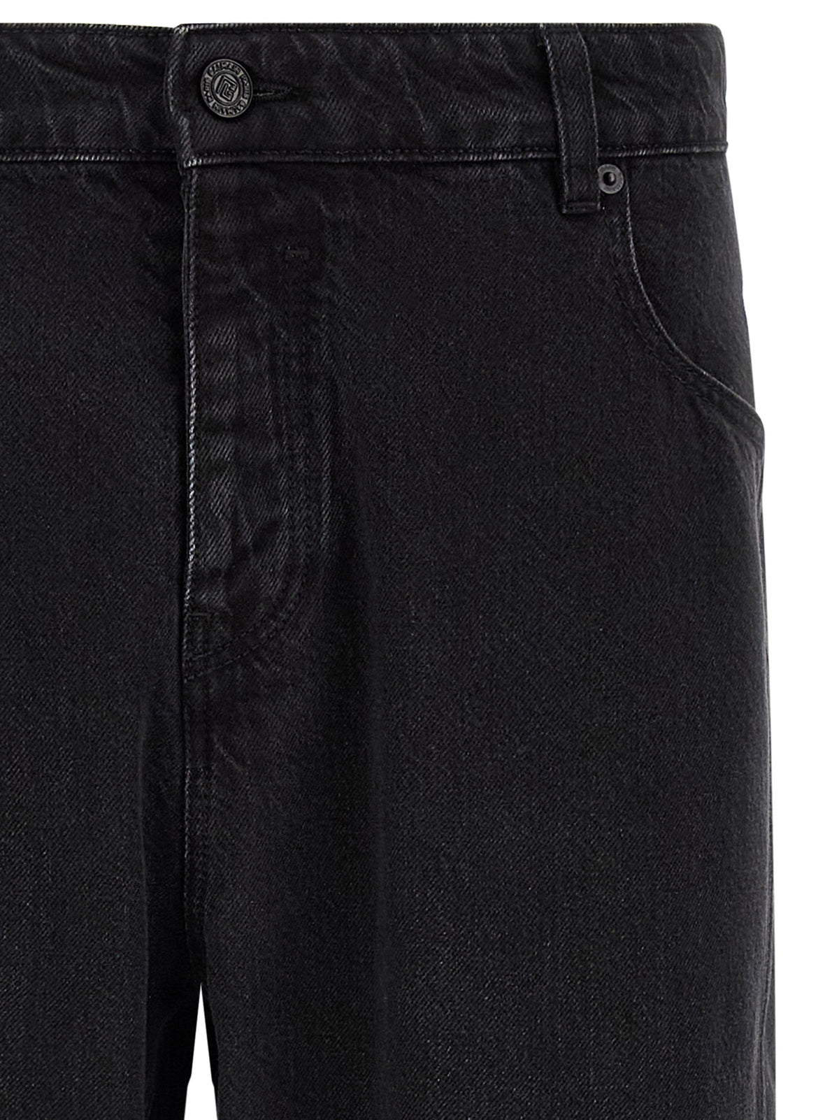 Balmain Black Cotton Straight-Leg Jeans