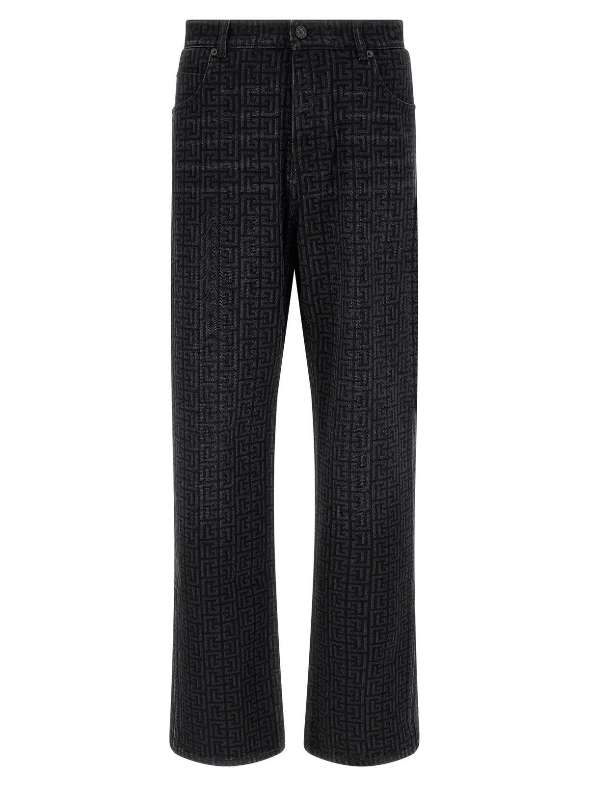 Balmain Black Cotton Straight-Leg Jeans