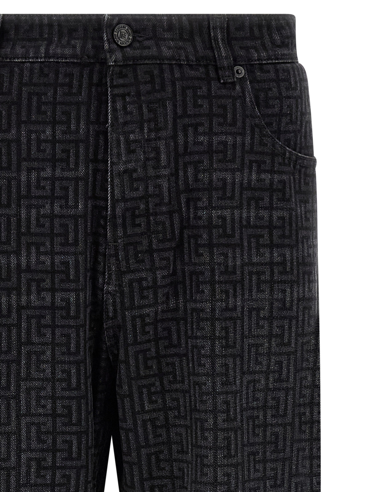 Balmain Black Cotton Straight-Leg Jeans