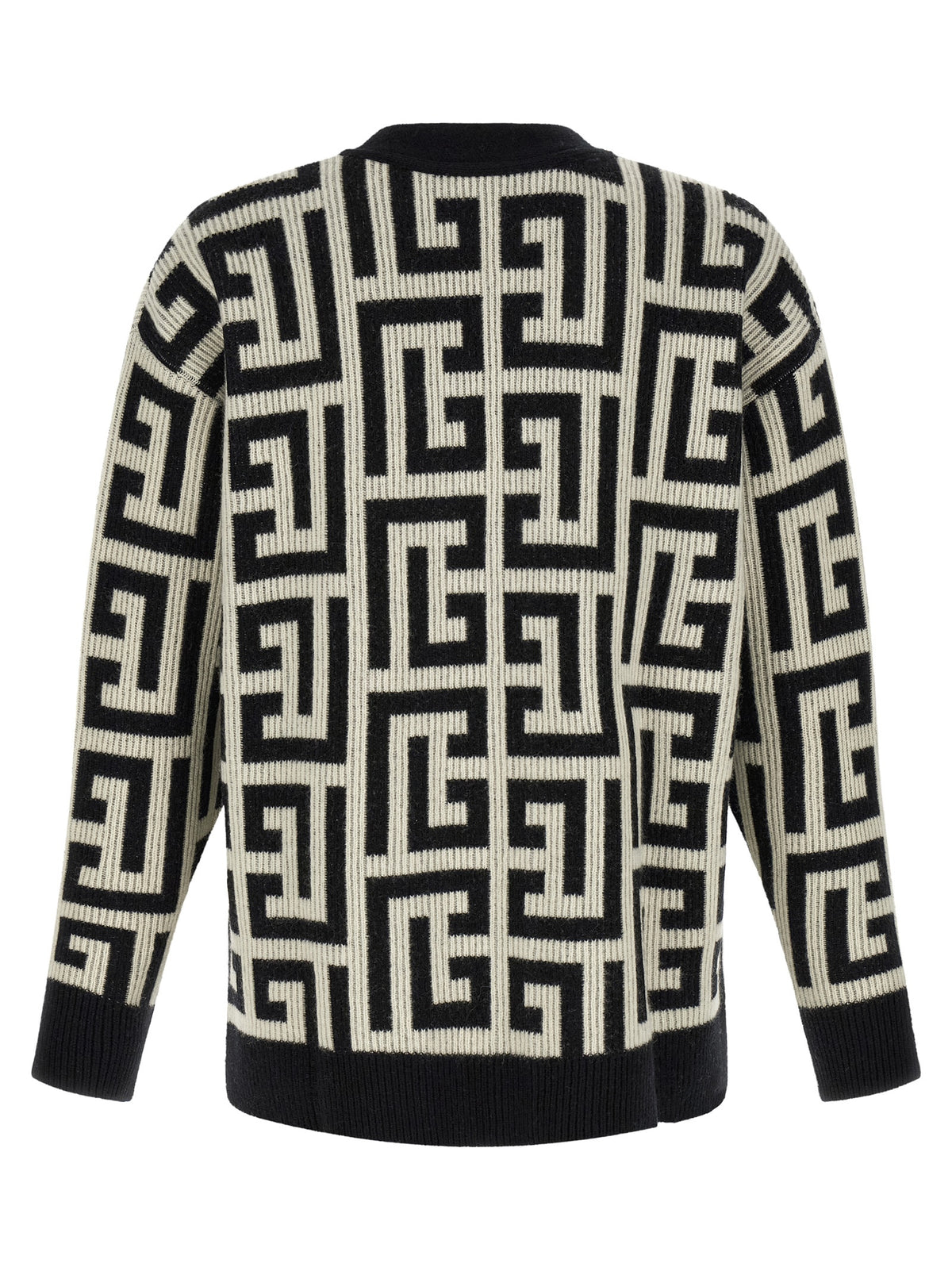 Balmain Bicolor Merino Wool Cardigan