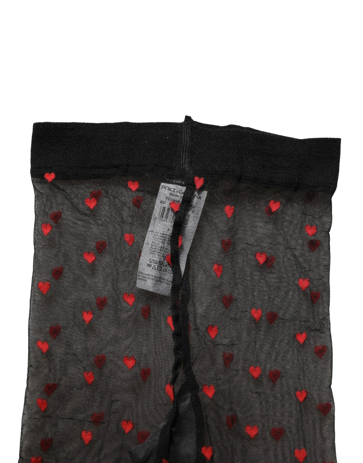 Dolce & Gabbana Black Nylon Hearts Tights Stocking Pantyhose Socks