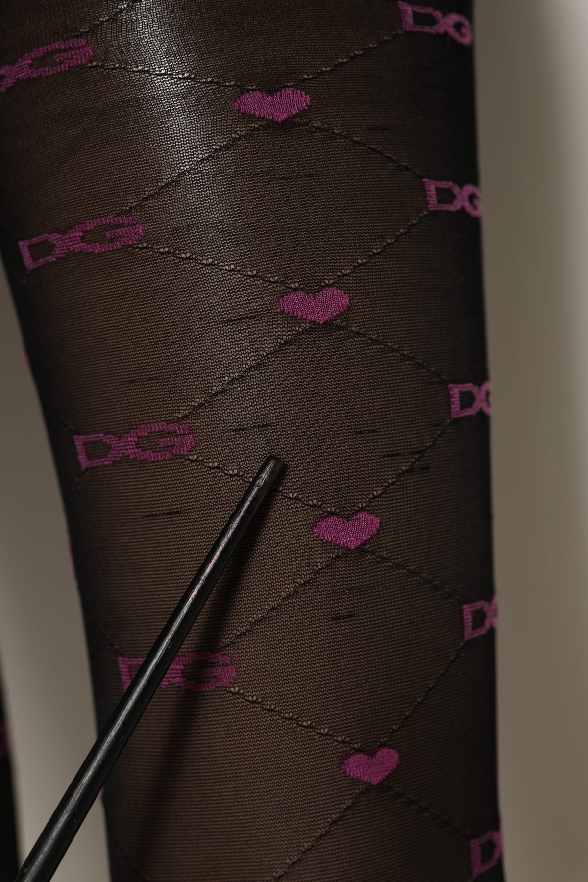 Dolce & Gabbana Black Nylon Hearts Tights Stocking Pantyhose Socks